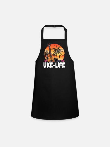 Hawaiian Ukulele Uke Uke Life - Children's Apron - black - Front