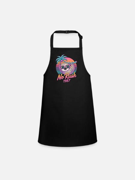 No Rush 1987 Sloth Retro Sunset - Children's Apron - black - Front