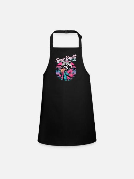 Snack Bandit 1986 Pizza Rétro Raccoon - Tablier Enfant - noir - Devant
