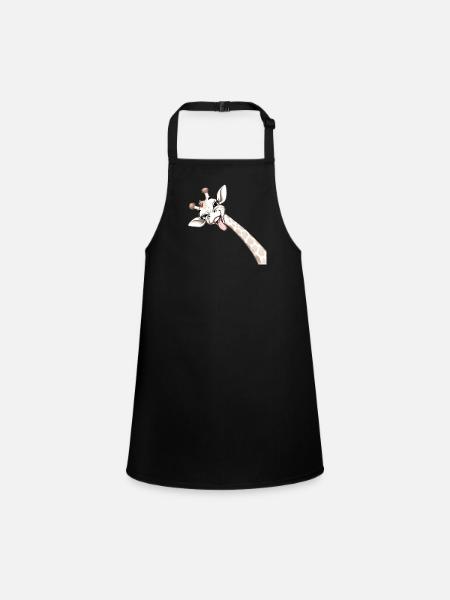 Happy Giraffe Tongue Spread - Children's Apron - black - Front