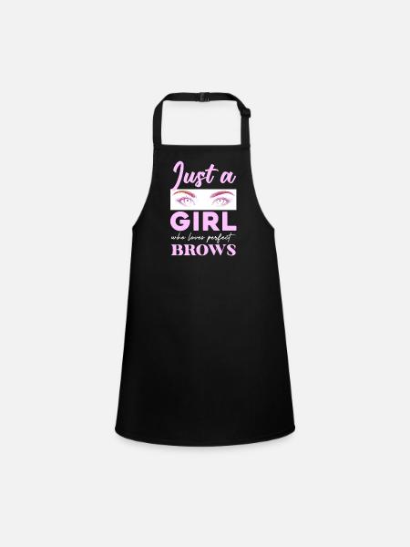 Pink Brow Love Design - Children's Apron - black - Front