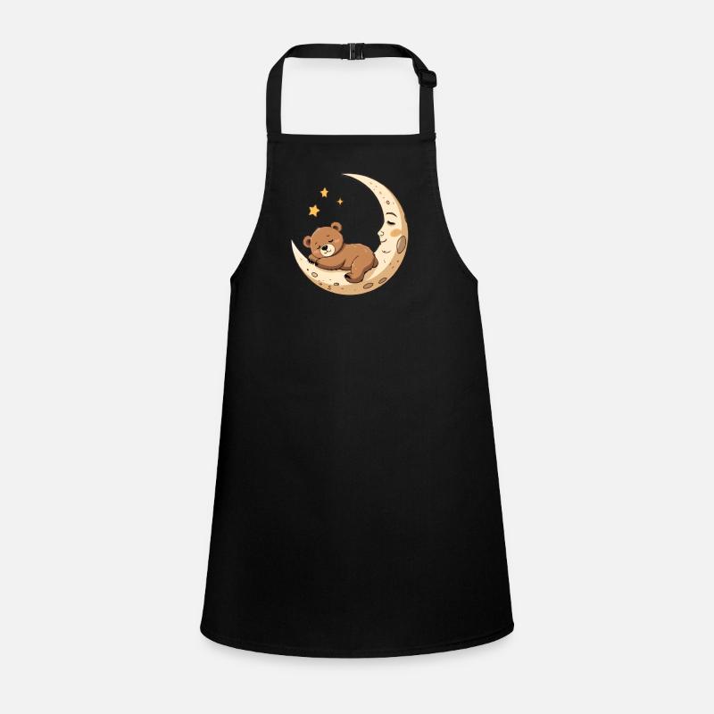 Sleeping Bear on Crescent Moon Illustration Children's Apron