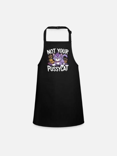 Rebellious cat with punk attitude - Children's Apron - black - Front