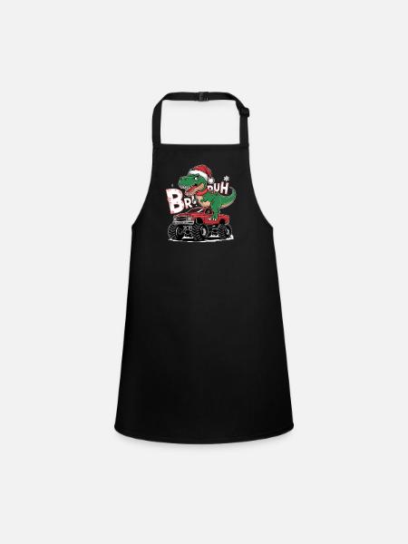 Brew Christmas Dinosaur T Rex With - Children's Apron - black - Front