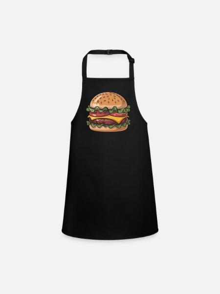 Frischer Burger Genuss - Schürze für Kinder - Schwarz - Vorne