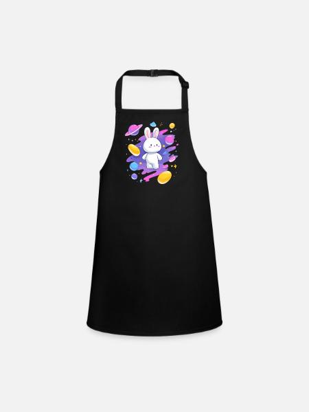 Galactic Rabbit in the Nebula - Children's Apron - black - Front
