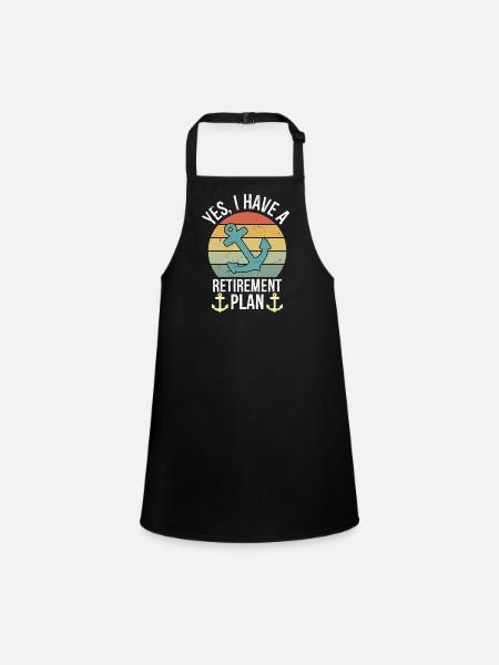 Plain Sailing Boat Retirement Plan Gift - Children's Apron - black - Front