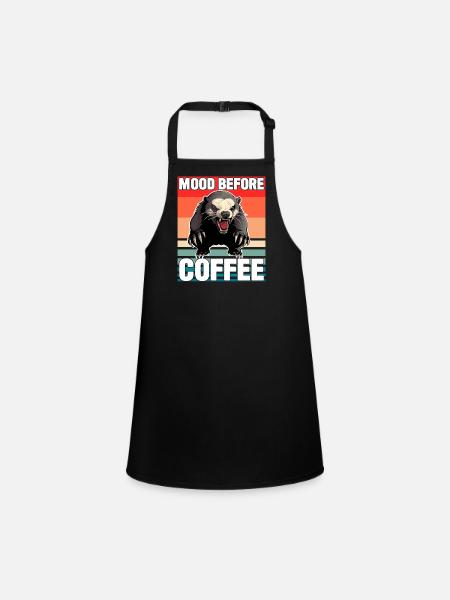 Honigdachs-Stimmung vor dem Kaffee - Schürze für Kinder - Schwarz - Vorne