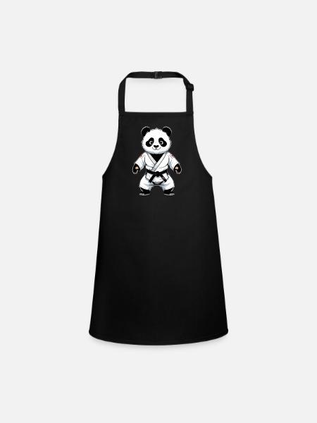 Panda martial artist in gi - Children's Apron - black - Front