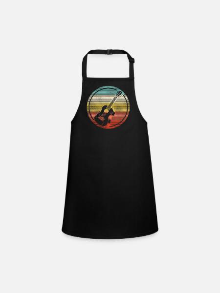 Hawaiian Ukulele Uke Retro Vintage - Children's Apron - black - Front