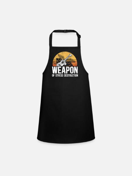 Hawaiian Ukulele Uke Retro Vintage - Children's Apron - black - Front
