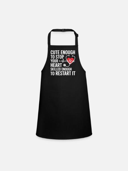 Heart Restart: Cute and Strong - Children's Apron - black - Front