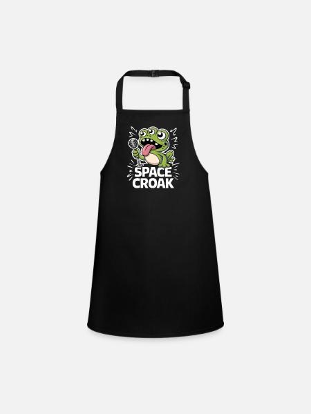  Space Croak Alien Frosch Sänger Lustiger Weltraum - Schürze für Kinder - Schwarz - Vorne