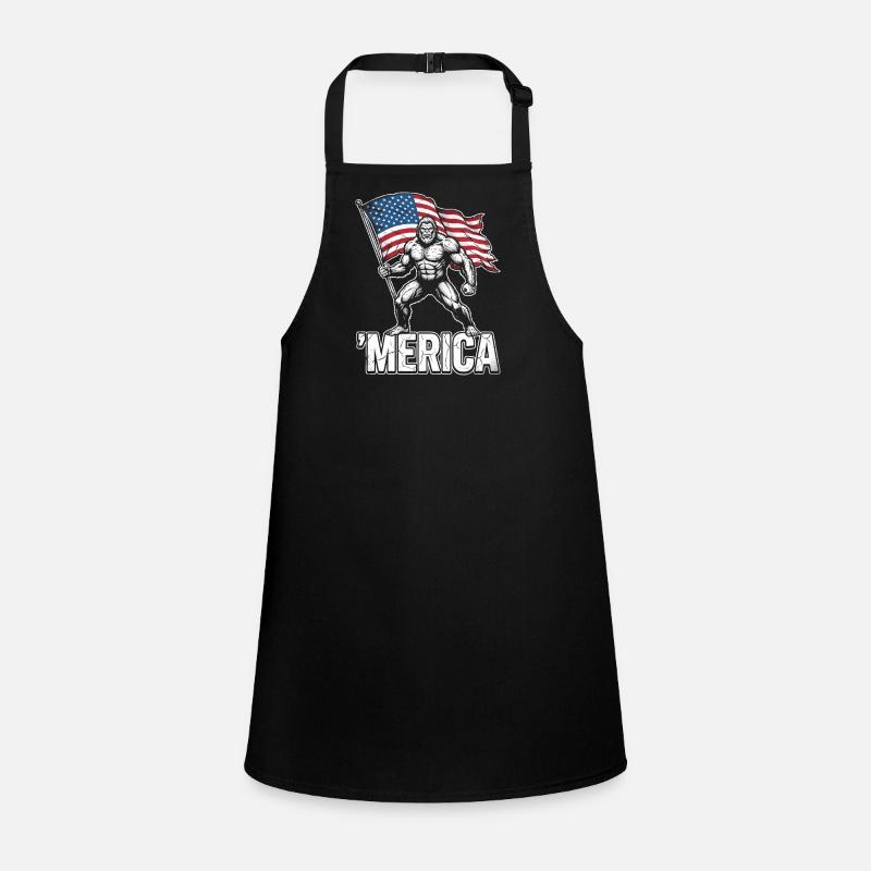 America Bigfoot Funny 4th of July Bigfoot Ameri Children's Apron