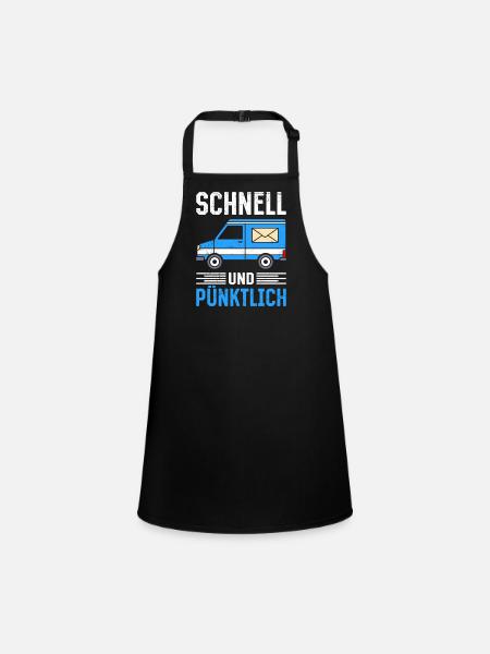Postman FAST AND PUNCTUAL Fun - Children's Apron - black - Front