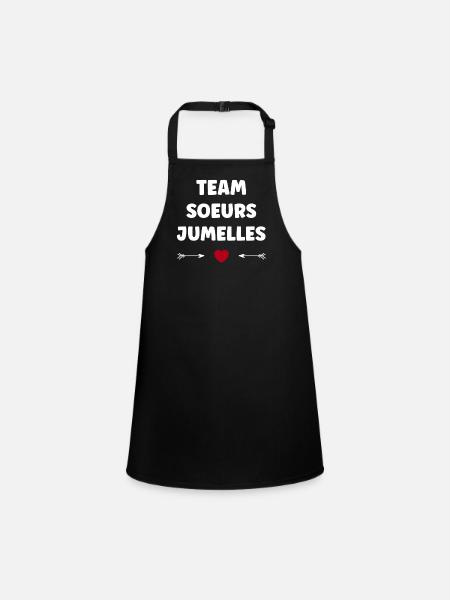 Team Zwillingsschwestern - Schürze für Kinder - Schwarz - Vorne