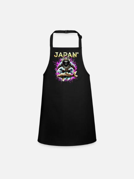 Cyber Samurai – Japan Krieger - Schürze für Kinder - Schwarz - Vorne