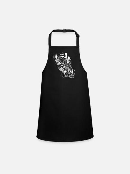 Locomotive Line Art - Children's Apron - black - Front