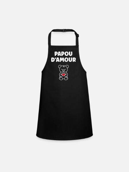 Papou d'Amour Ourson Coeur - Tablier Enfant - noir - Devant