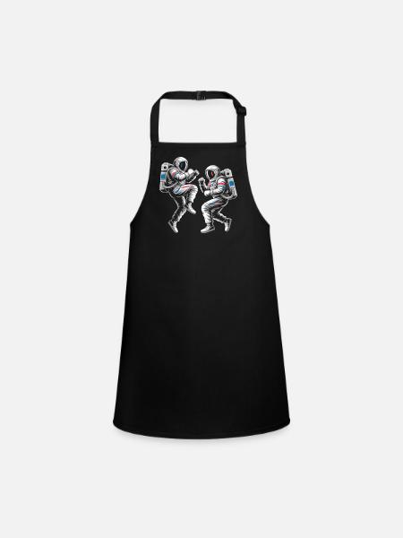 Astronaut duels in retro style - Children's Apron - black - Front