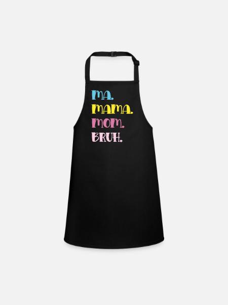 Mama Mom Bruh in Pastel Typography - Children's Apron - black - Front