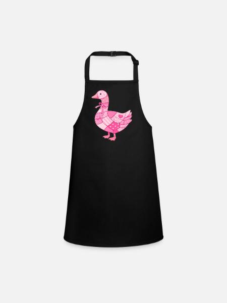 Patchwork Ente Rosa - Schürze für Kinder - Schwarz - Vorne