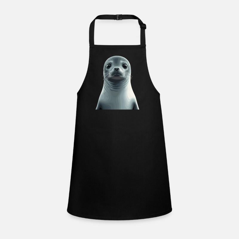 Grayscale seal illustration Children's Apron