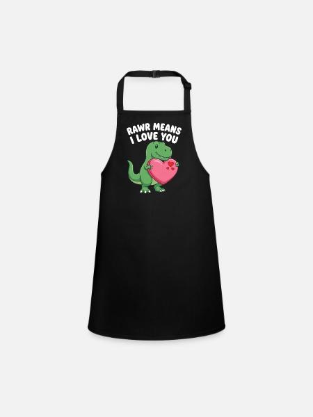 Rawr signifie « Je t’aime » Mignon dinosaure T-Rex - Tablier Enfant - noir - Devant