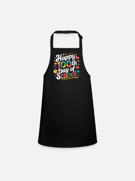 Hundertster Schultag Design - Schürze für Kinder - Schwarz - Vorne