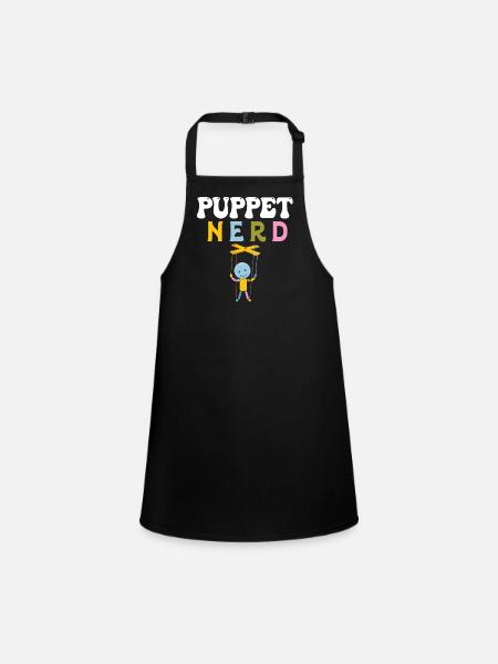 Puppet Nerd Marionette Art - Children's Apron - black - Front