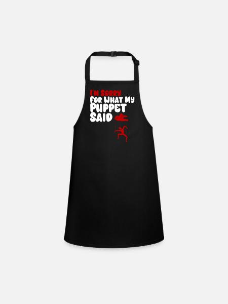 Puppet Confession on Strings - Children's Apron - black - Front