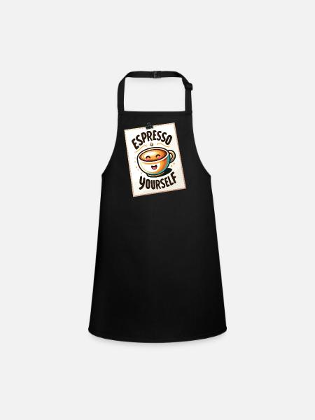 Espresso Yourself Coffee Design - Children's Apron - black - Front
