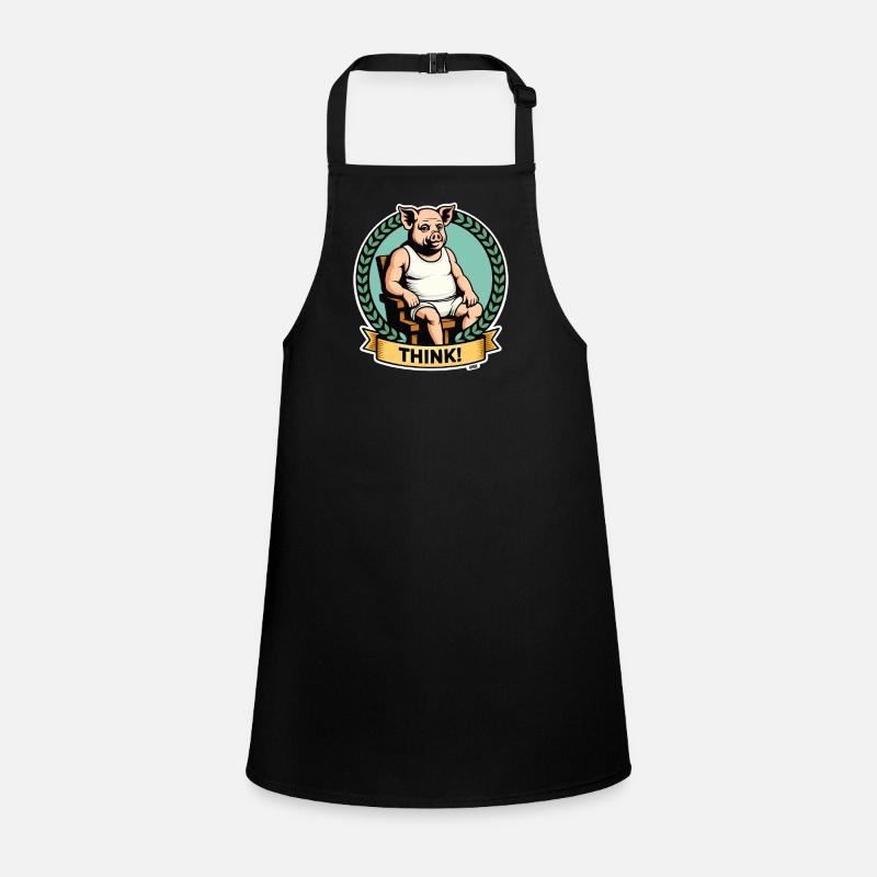 Thinker Clever Pig Cartoon Children's Apron