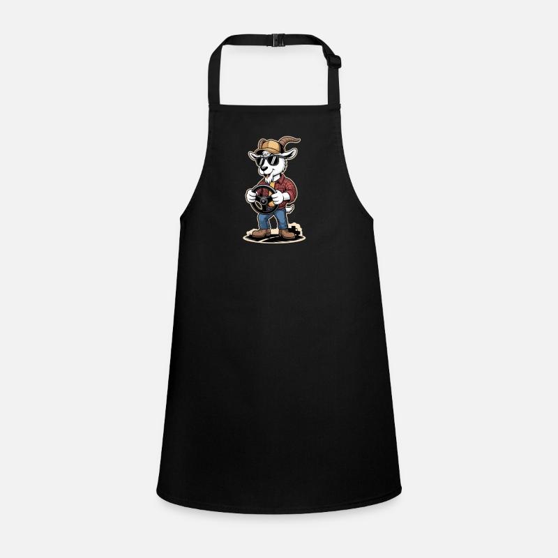 Cool goat trucker driver with steering wheel Children's Apron