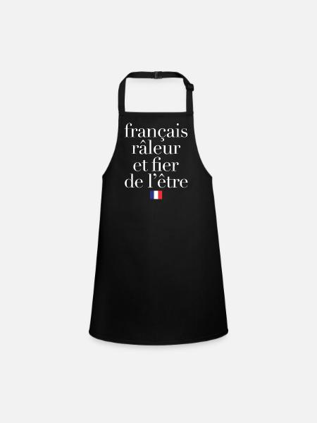 Grummeliger Humor Französisch Stolz - Schürze für Kinder - Schwarz - Vorne
