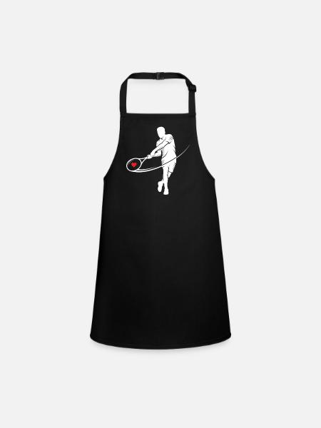 Tennis Silhouette Herz im Schläger Motiv - Schürze für Kinder - Schwarz - Vorne