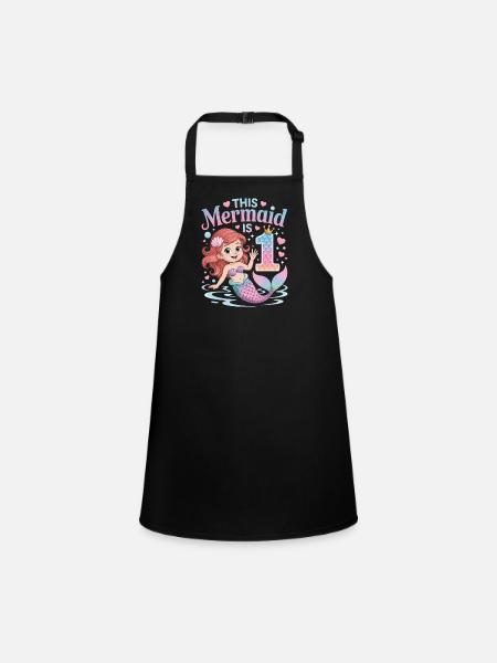Mermaid 1st Birthday 1 Year - Children's Apron - black - Front