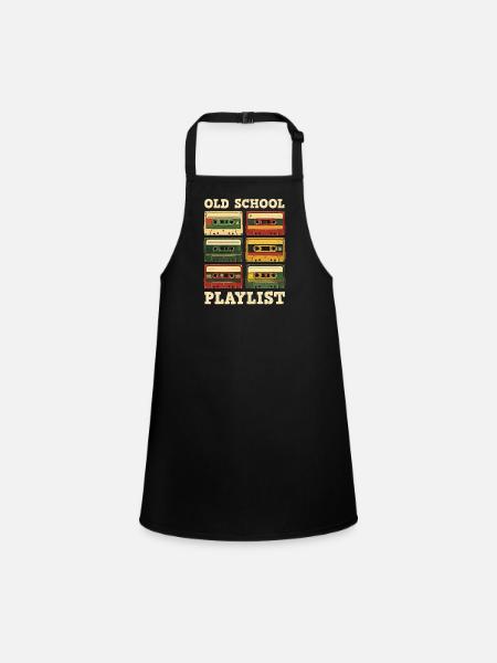 Old School Playlist Retro 80s Music - Children's Apron - black - Front