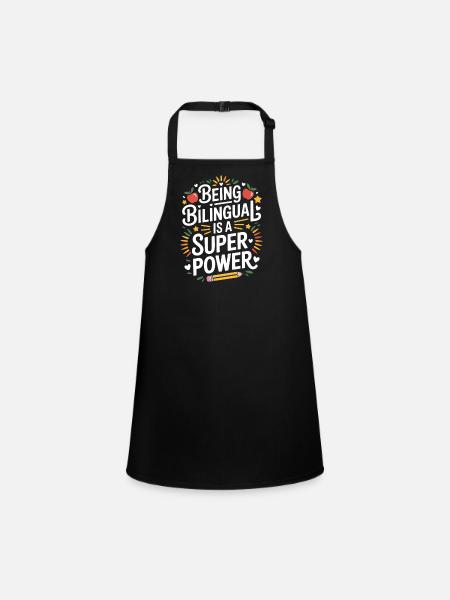 Foreign Language Sayings Funny Foreign Language Gift - Children's Apron - black - Front