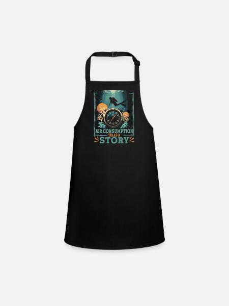 Diver Recreational Diving Air Consumption Tells A Story - Children's Apron - black - Front