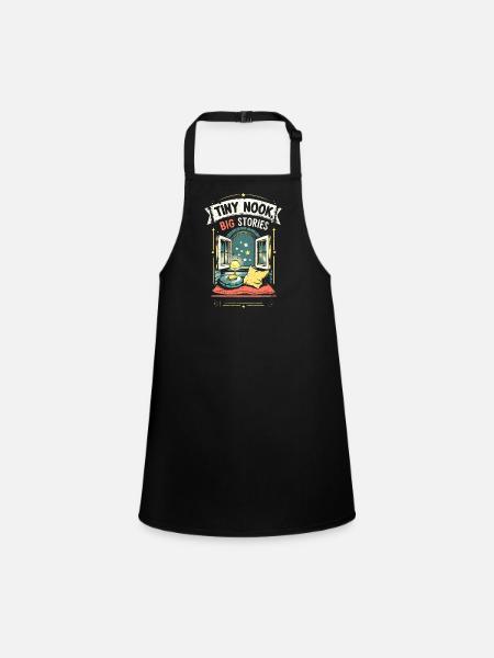 Tiny House Tiny Nook Big Stories - Children's Apron - black - Front