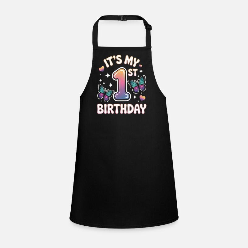 First Birthday Design Gradient Butterflies Children's Apron