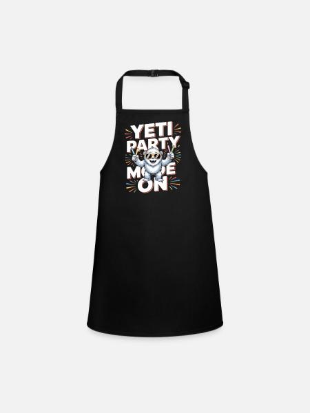 Yeti Party Mode – Funny Party Monster - Children's Apron - black - Front