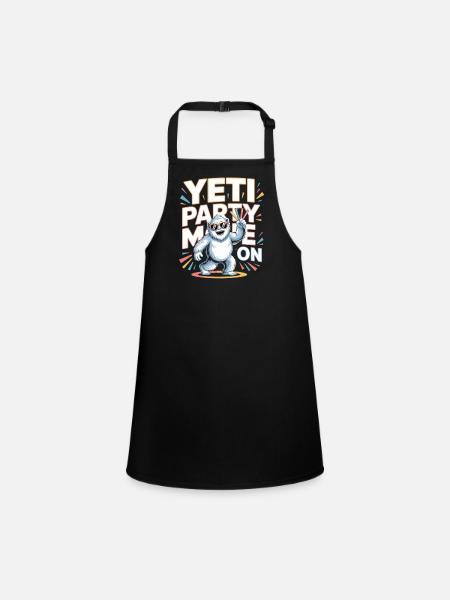 Yeti Party Mode – Funny Party Monster - Children's Apron - black - Front
