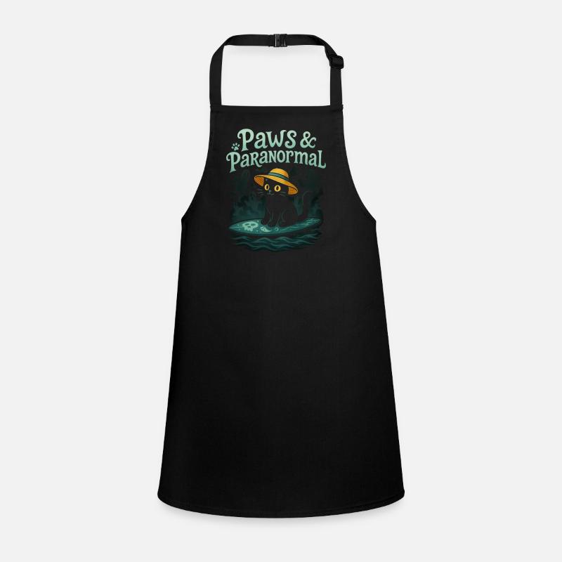 Paws & Paranormal: Black Cat Surfs with Ghost Children's Apron