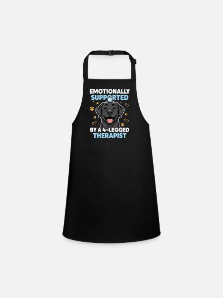 Dog Four-legged Therapist Emotional Support - Children's Apron - black - Front