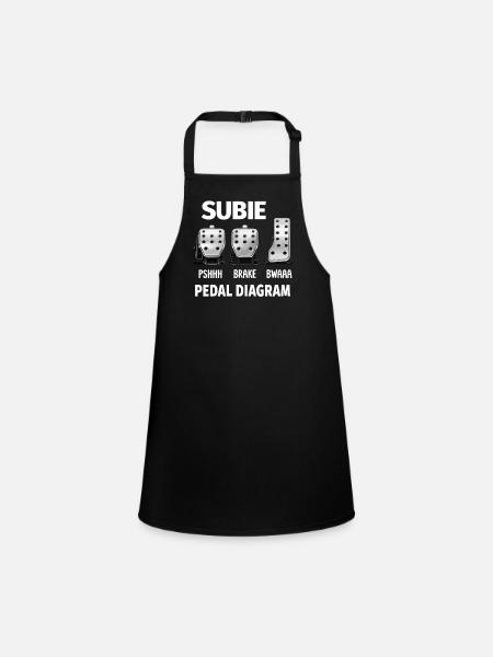 Subie Pedal Diagram - Children's Apron - black - Front