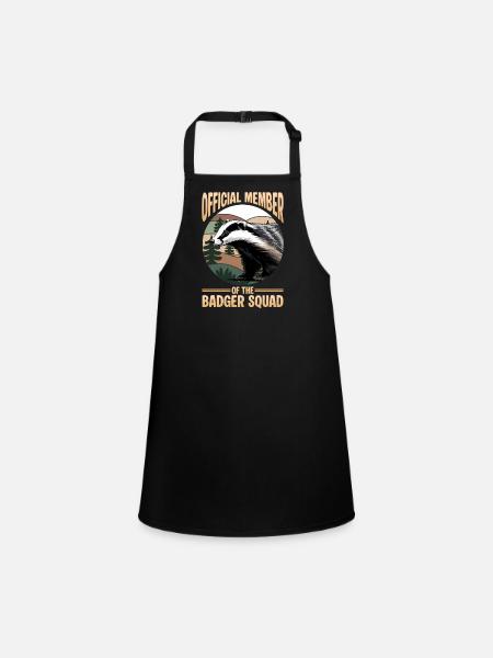 Funny Animal Badger - Children's Apron - black - Front