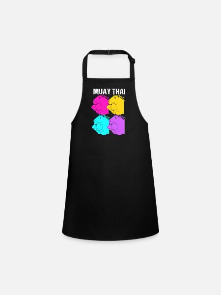 Thai boxing kickboxer kickboxing Muay thai - Children's Apron - black - Front