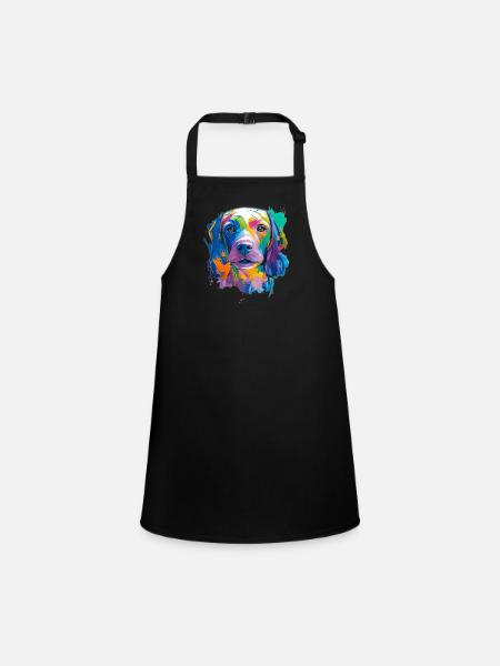 Vizsla Dog Pop Art Porträt Farbenfrohe Tierkunst - Schürze für Kinder - Schwarz - Vorne